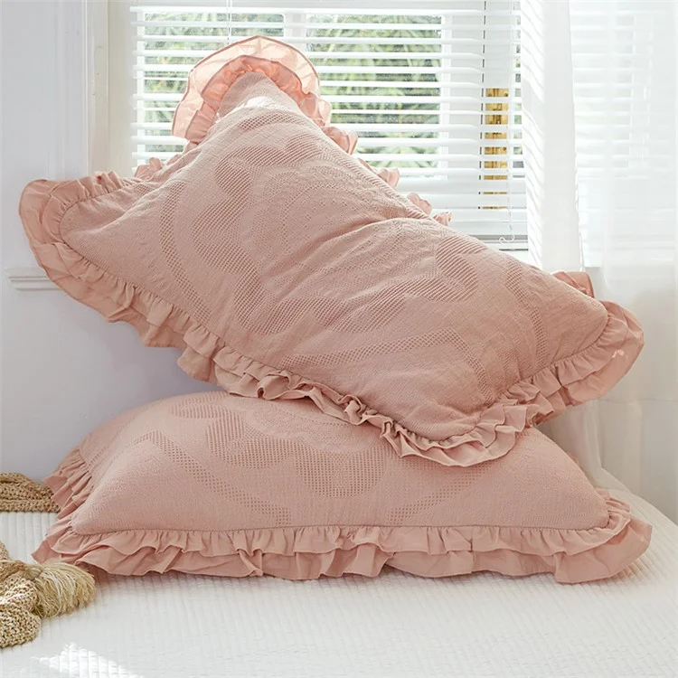 TM657775787284 45x75cm 1Pc Envelope Pillowcase Cotton Ruffles Pillow Cover - Pink Style A