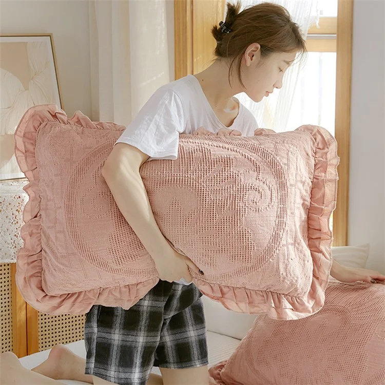 TM657775787284 45x75cm 1Pc Envelope Pillowcase Cotton Ruffles Pillow Cover - Pink Style A