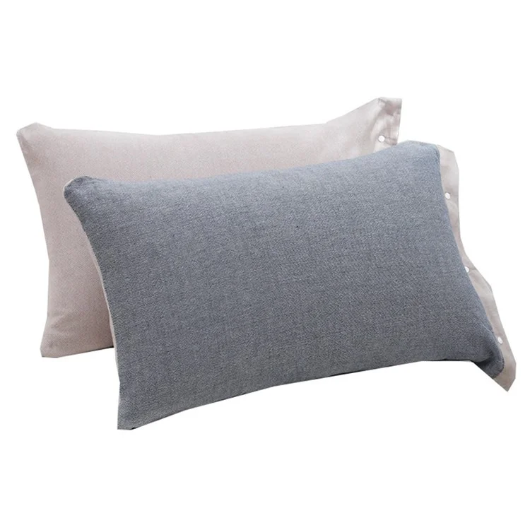 2135 50x74cm 1Pc Press Button Pillowcase Breathable Cotton Home Pillow Cover - Dark Grey+Coffee