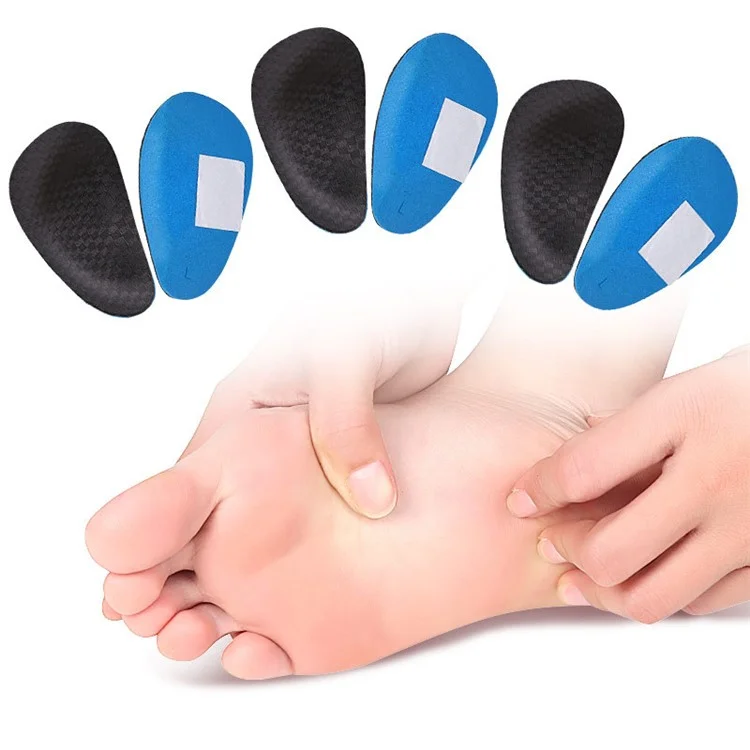 1 Pair Nylon+EVA Flat Arch Support Cushion Relieve Pain Adhesive Shoe Insert - Adult / Black