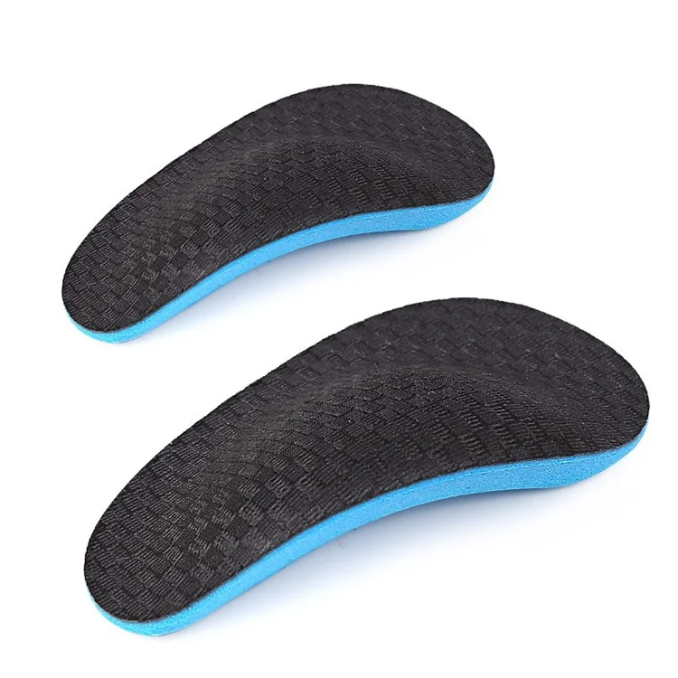 1 Pair Nylon+EVA Flat Arch Support Cushion Relieve Pain Adhesive Shoe Insert - Adult / Black