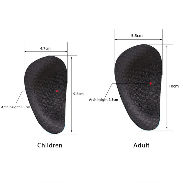 1 Pair Nylon+EVA Flat Arch Support Cushion Relieve Pain Adhesive Shoe Insert - Adult / Black