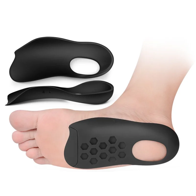 1 Pair TPR Flat Foot O-Shaped Legs Insole Arch Support Plantar Fasciitis Shoe Inserts - Black / Size S (35-39)