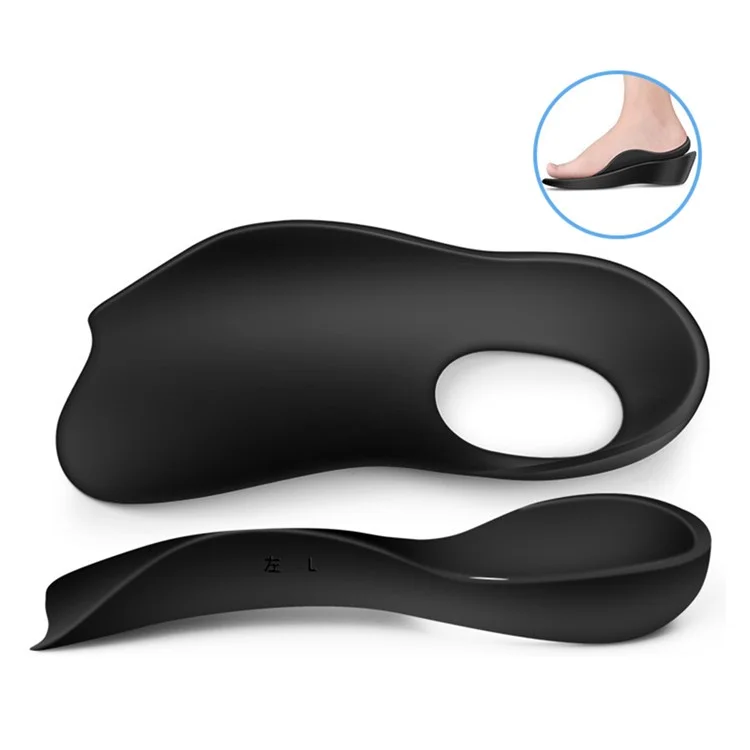1 Pair TPR Flat Foot O-Shaped Legs Insole Arch Support Plantar Fasciitis Shoe Inserts - Black / Size S (35-39)
