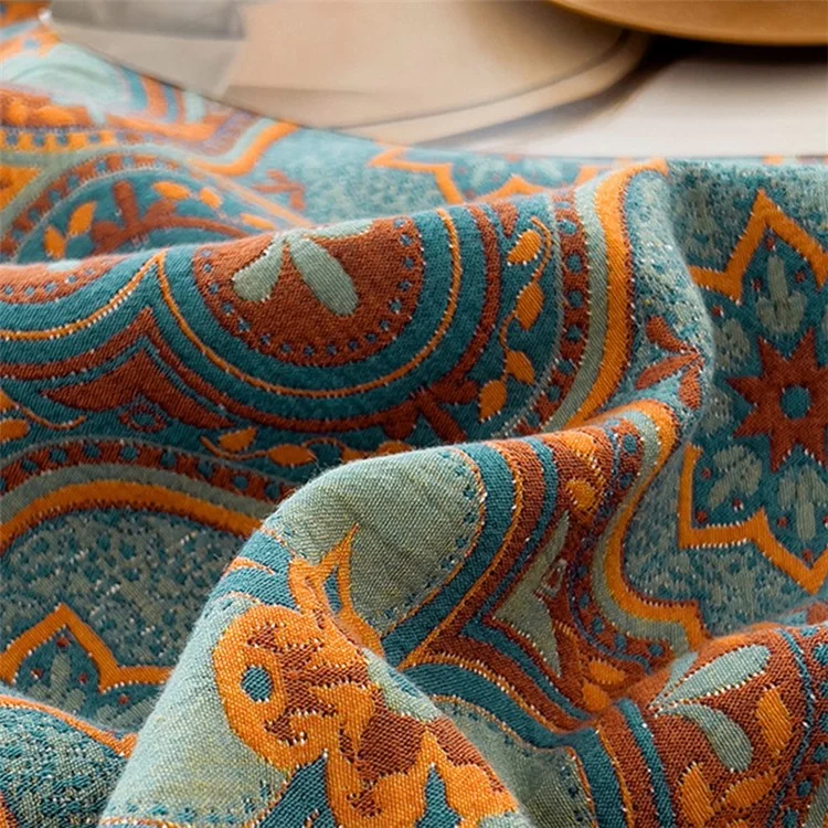 K-80 150x200±2cm Retro Printed Throw Blanket Cotton Towel Quilt with 2 Pillowcases - Style A / Purple