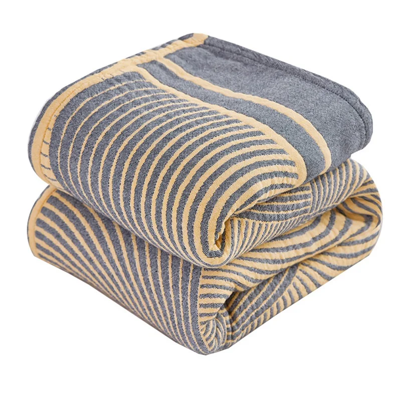 TM642637609827 200x230cm Four-layer Cotton Gauze Towel Quilt Breathable Summer Blanket - Yellow