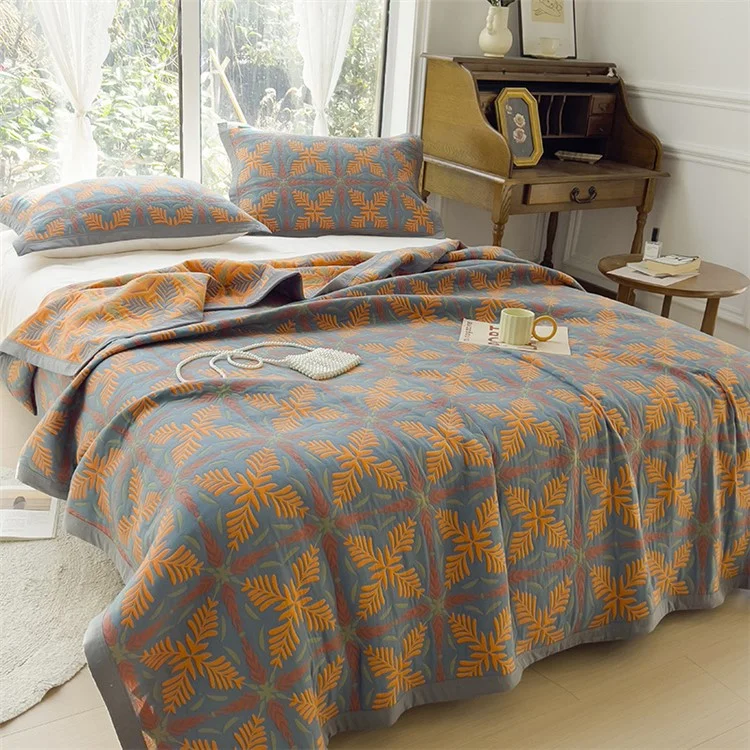 K-70 3-Piece Bedding Set 200x230cm Cotton Blanket Towel Quilt + 2 Pillow Covers - Elegant Style