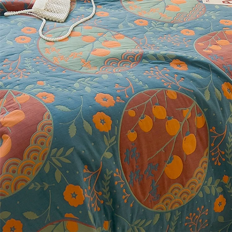 K-70 3-Piece Bedding Set 200x230cm Cotton Blanket Towel Quilt + 2 Pillow Covers - Elegant Style