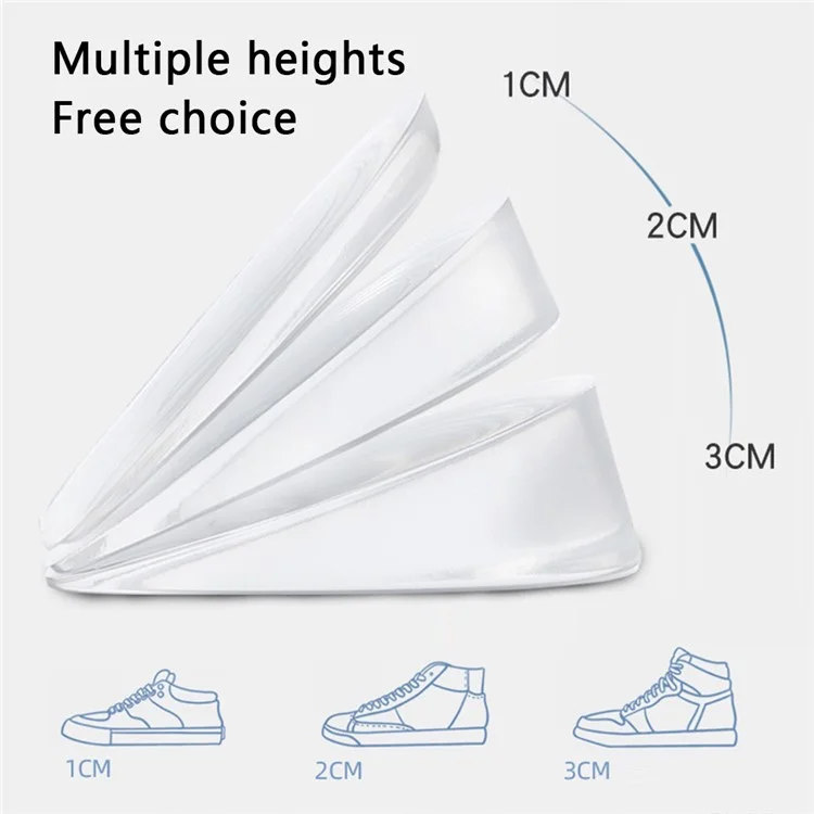 1 Pair 2cm Silicone Heel Support Heel Lifts Height Shoe Pads for Men