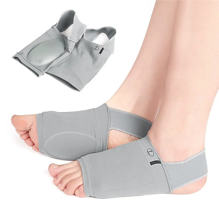 1 Pair Arch Support Sleeve Plantar Fasciitis Pain Relief Sleeves Arch Brace for Flat Feet - Grey