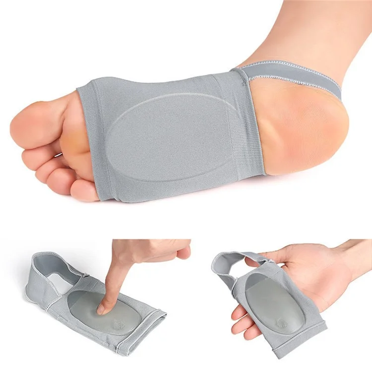 1 Pair Arch Support Sleeve Plantar Fasciitis Pain Relief Sleeves Arch Brace for Flat Feet - Grey