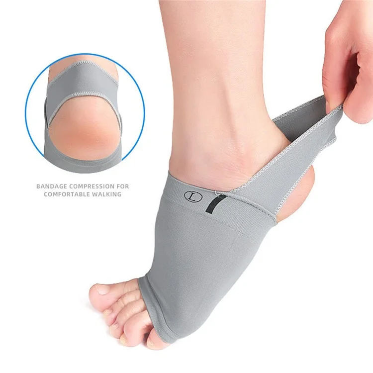 1 Pair Arch Support Sleeve Plantar Fasciitis Pain Relief Sleeves Arch Brace for Flat Feet - Grey