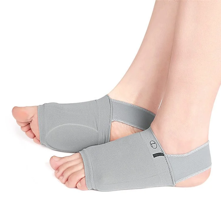 1 Pair Arch Support Sleeve Plantar Fasciitis Pain Relief Sleeves Arch Brace for Flat Feet - Grey