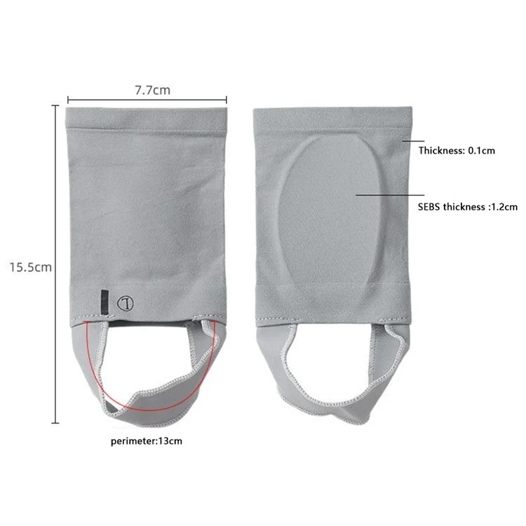 1 Pair Arch Support Sleeve Plantar Fasciitis Pain Relief Sleeves Arch Brace for Flat Feet - Grey