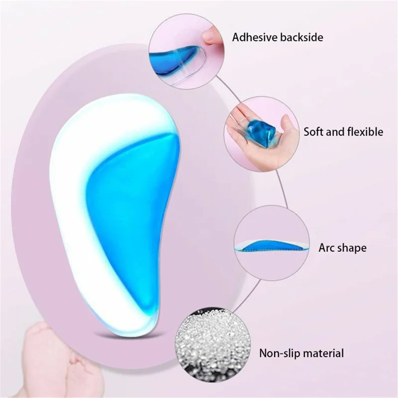 1 Pair Fasciitis Insoles Silicone Arch Support for Flat Feet, High Arch, X / O Legs Correction - Blue / S