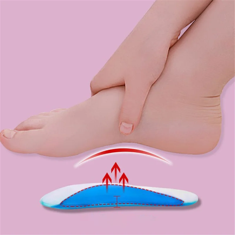1 Pair Fasciitis Insoles Silicone Arch Support for Flat Feet, High Arch, X / O Legs Correction - Blue / S