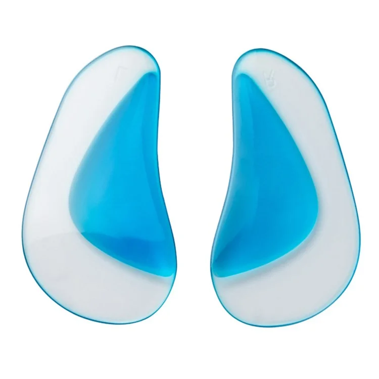 1 Paar Silikon-Bogenunterstützungs-Einlegesohlen Blau Plantar-Fasziitis-Orthopädische Stützkissen - S
