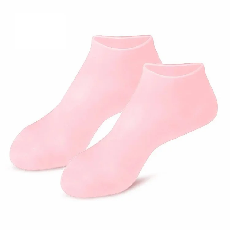 1 Paire de Chaussettes Silicone Hydratantes pour Pieds Secs et Crevassés, Talons Gercés et Adoucissement de la Peau Rêche - Rose