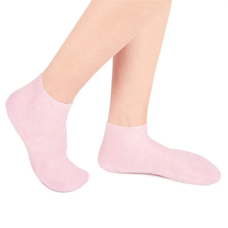 1 Paire de Chaussettes Silicone Hydratantes pour Pieds Secs et Crevassés, Talons Gercés et Adoucissement de la Peau Rêche - Rose