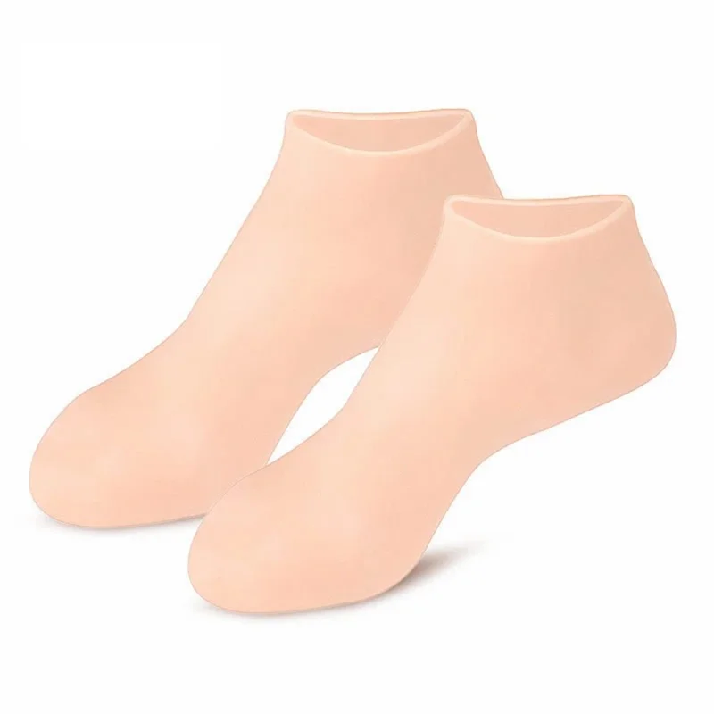 1 Pair Silicone Moisturizing Socks for Dry Cracked Feet Cracked Heels and Softening Rough Skin - Nude