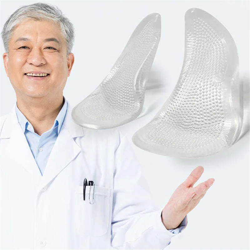 1 Pair Silicone Arch Support Insole Gel Pads Flat Foot Support Adhesive High Heel Inserts Pain Relief - S