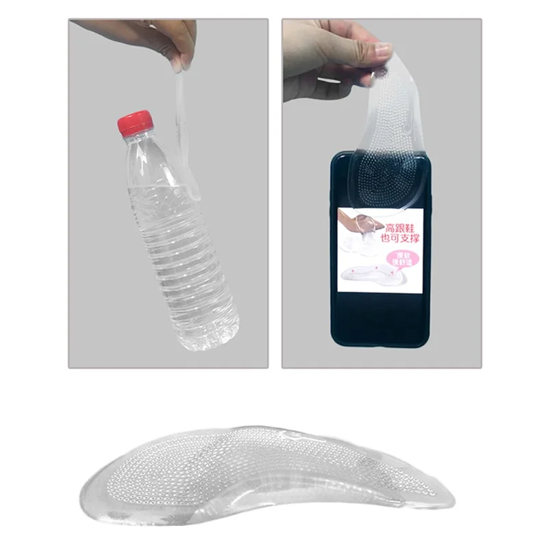 1 Pair Silicone Arch Support Insole Gel Pads Flat Foot Support Adhesive High Heel Inserts Pain Relief - S