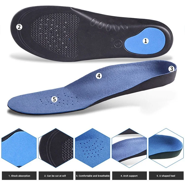 XD-177 1 Paire de Semelles Sport EVA Absorption des Chocs Respirantes Support de la Voûte Plantaire Orthétiques - XS / 34-37