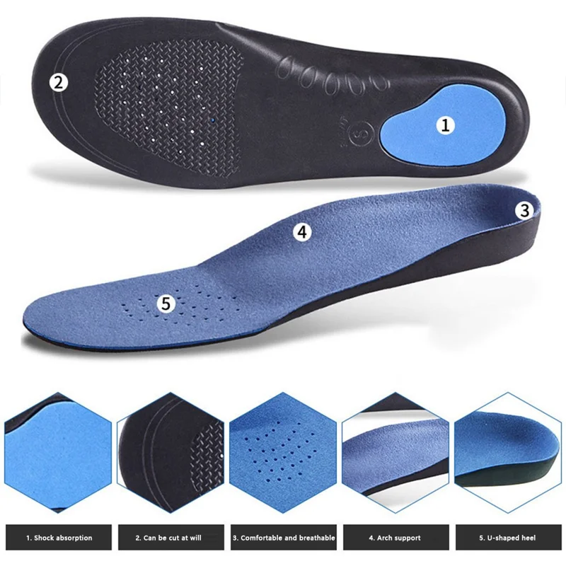 XD-177 1 Pair EVA Sport Insoles Shock Absorption Breathable Arch Support Orthotic Insoles - M / 41-43