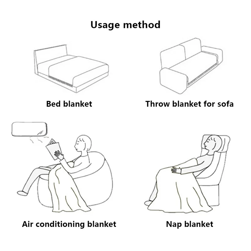 SZ005 Throw Blanket with Decorative Tassel 127x180cm Soft Woven Blanket for Sofa, Bed, Coach - Black and White Grid