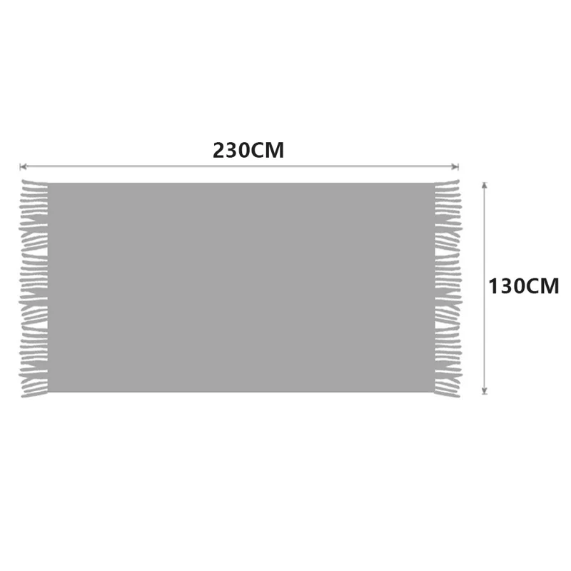 JB004 130x230cm Sofa Throw Blanket with Tassel Decor Skin-friendly Knitted Blanket - Khaki