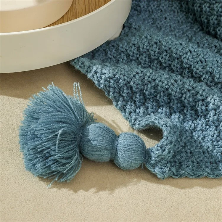 HJ001 150x200cm Sofa Bed Throw Blanket Solid Color Knitted Air Conditioning Blanket - Blue