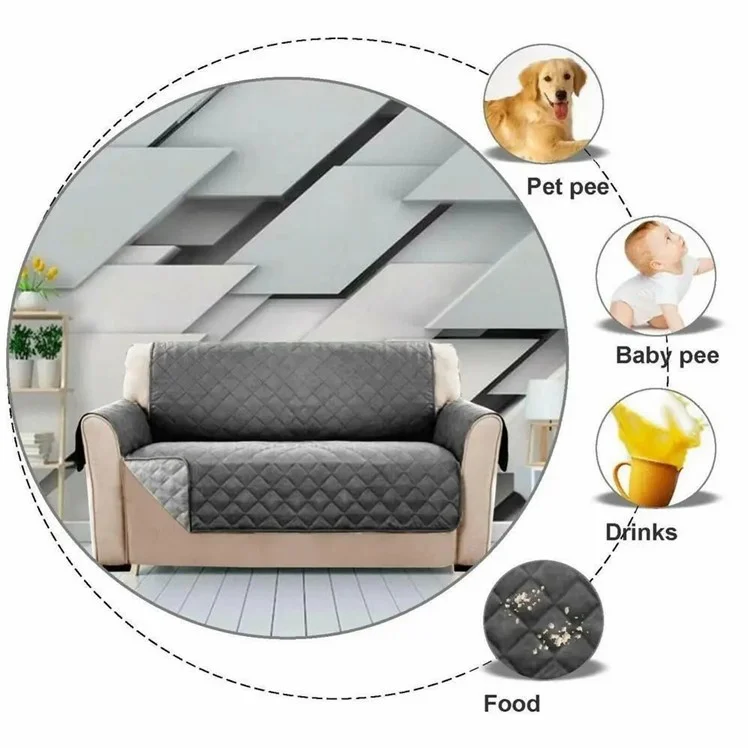 19 Polyester 3 Seaters Sofa Cover Slipcover for Pets Water Repellent Furniture Protector - Brown