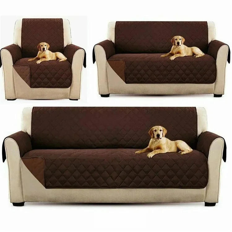 19 Polyester 3 Seaters Sofa Cover Slipcover for Pets Water Repellent Furniture Protector - Brown