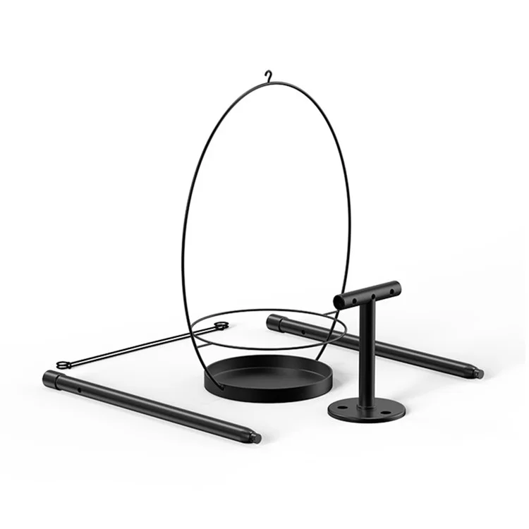 001 Potes de Flores Penduradas Haste de Plantador Montada na Parede Com Cestas Destacáveis ​​(conjunto de 2) - Preto