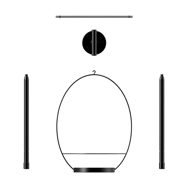 001 Potes de Flores Penduradas Haste de Plantador Montada na Parede Com Cestas Destacáveis ​​(conjunto de 2) - Preto