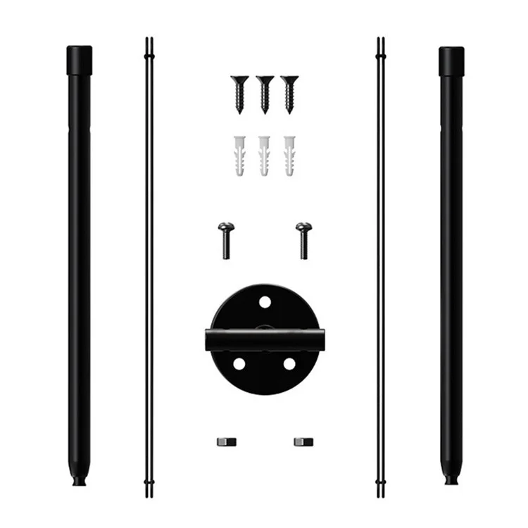 001 Potes de Flores Penduradas Haste de Plantador Montada na Parede Com Cestas Destacáveis ​​(conjunto de 2) - Preto