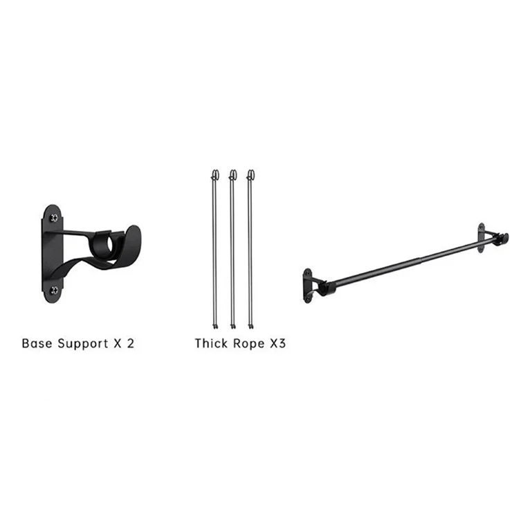 001- ZJ-YXH001 Set of 3 Hanging Flower Pot Wall-Mounted Gardening Plant Hangers with Extendable Rod - Black+Triangle
