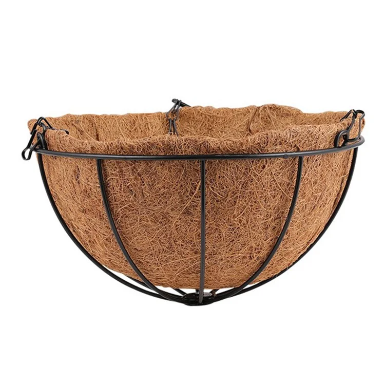 001-YZ01 14-inch Flower Pot Hanging Planter Basket with Coir Liner (Semi-circular Umbrella Shape)