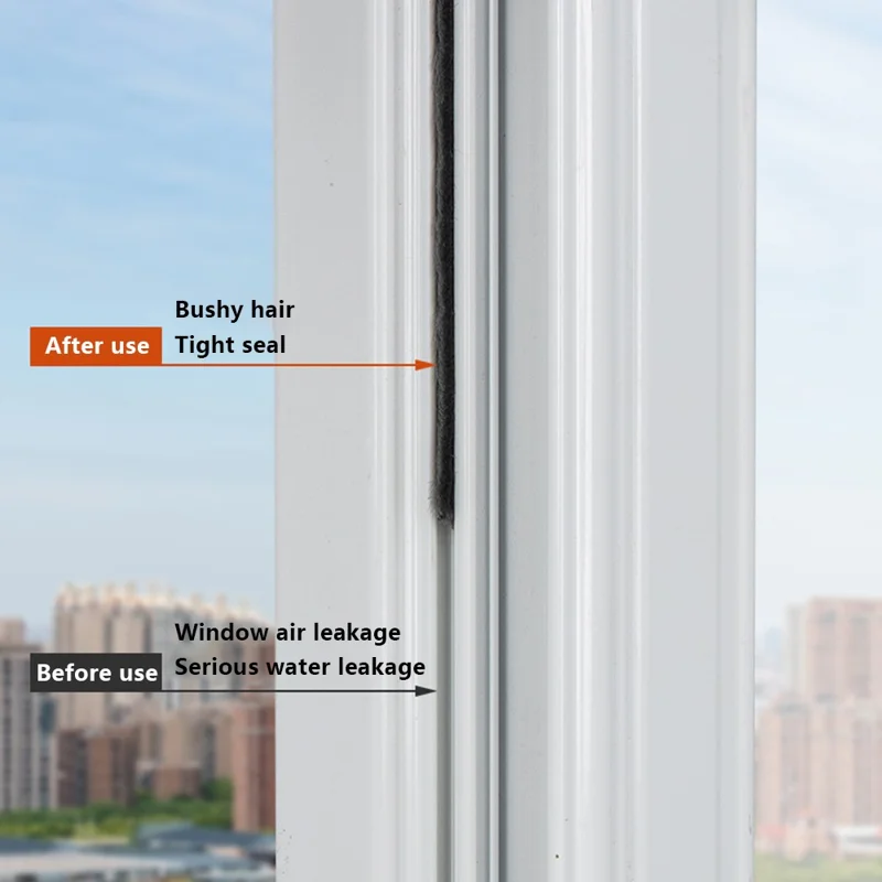 10m Door Window Gap Filler Silicified Brush Strip Soundproof Window Frame Sealing Strip - 5x6mm