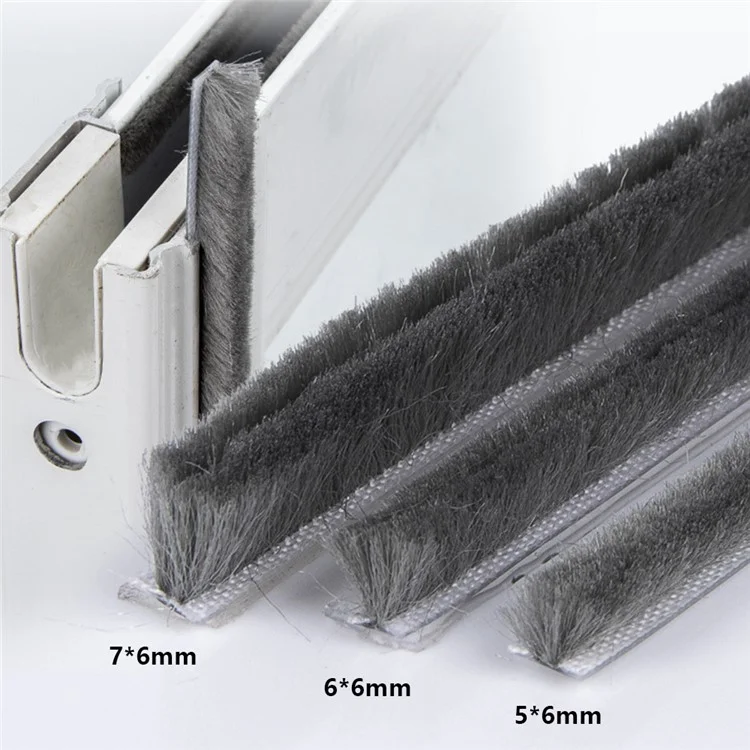 10m Door Window Gap Filler Silicified Brush Strip Soundproof Window Frame Sealing Strip - 7x6mm