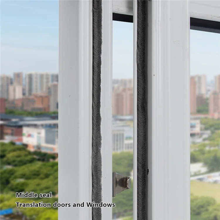 10m Door Window Gap Filler Silicified Brush Strip Soundproof Window Frame Sealing Strip - 7x6mm