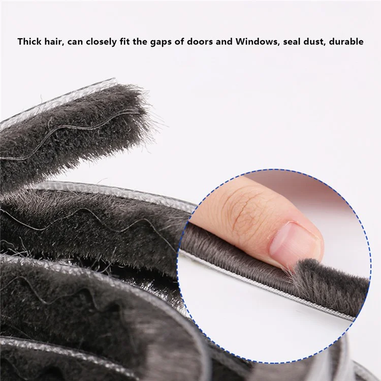 10m Door Window Gap Filler Silicified Brush Strip Soundproof Window Frame Sealing Strip - 7x6mm