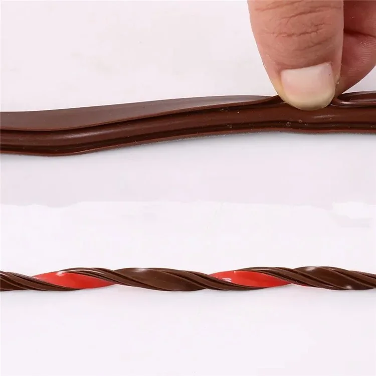 6m 10x6mm Silicone Rubber Door Frame Gap Blocker Soundproof Self-Adhesive Door Frame Seal Strip - Brown