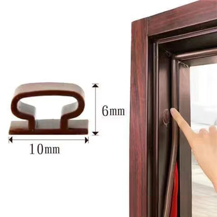 6m 10x6mm Silicone Rubber Door Frame Gap Blocker Soundproof Self-Adhesive Door Frame Seal Strip - Brown