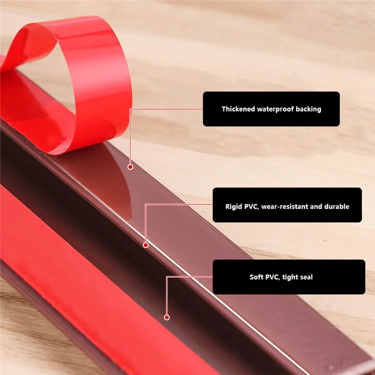 DINGGU Door Bottom Guard Seal Strip Home Door Bottom Wind Blocker PVC Adhesive Strip - Brown
