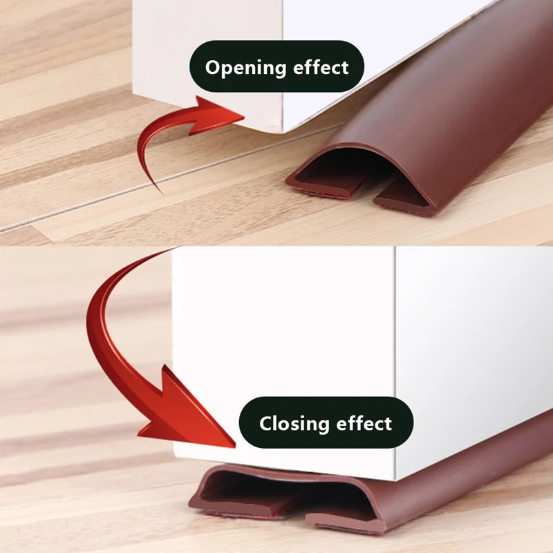 DINGGU Door Bottom Guard Seal Strip Home Door Bottom Wind Blocker PVC Adhesive Strip - White