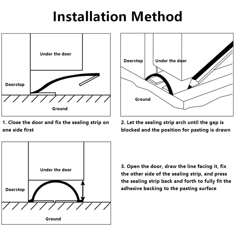 DINGGU Door Bottom Guard Seal Strip Home Door Bottom Wind Blocker PVC Adhesive Strip - White