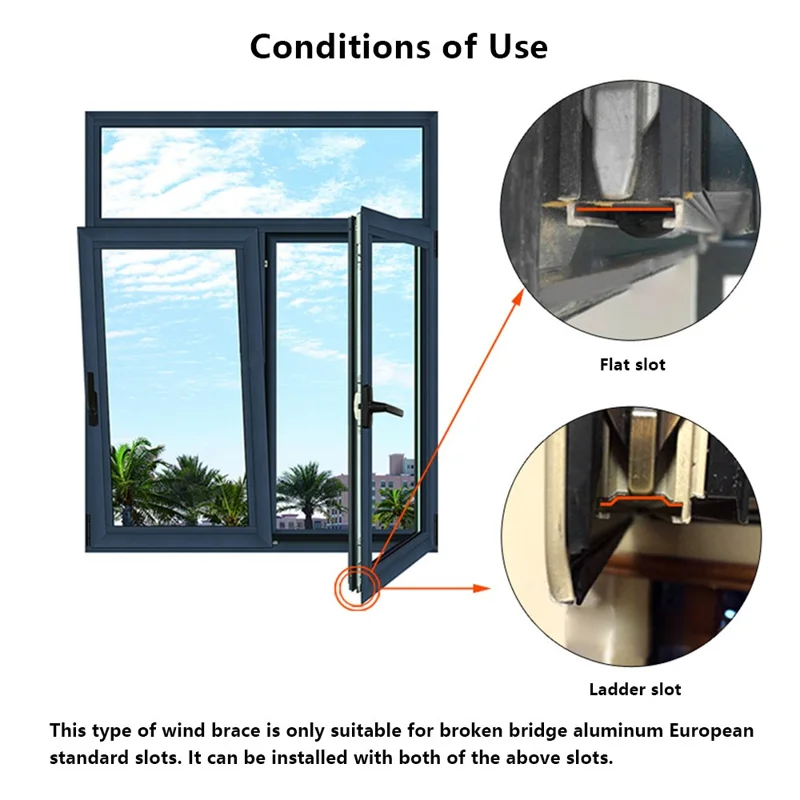 Punching-Free 2.5 Horizontal Texture 304 Stainless Steel Window Support Lock (EU Standard)