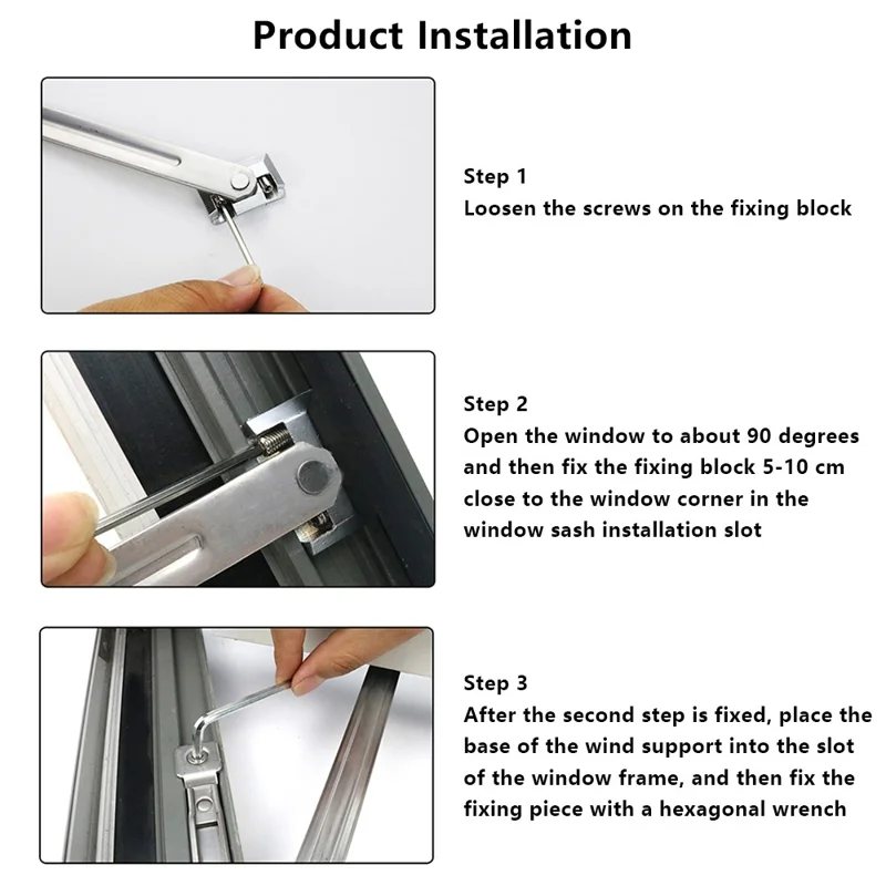 Punching-Free 2.5 Horizontal Texture 304 Stainless Steel Window Support Lock (EU Standard)
