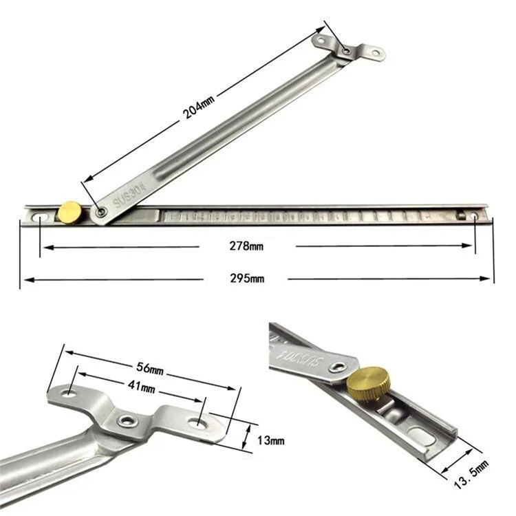 Stainless Steel Window Support Lock Restrictor Safety Wind Stopper with Screws